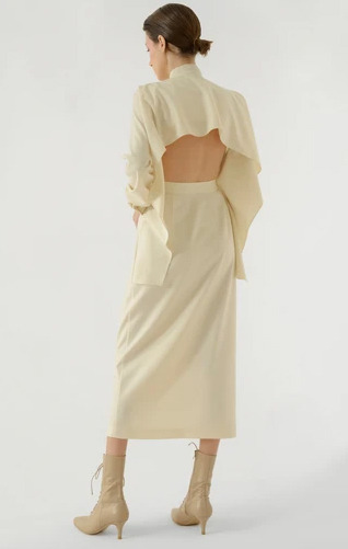 fashionlandscapeblog:Materiel Ivory Open Back Belted Cape Dress by Materiel Tbilisi