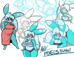 dedoarts:  awdplace:  Just some doodles of Pixels Bunni I made tonight. Need to draw my sweet little gamer bun more often.   mhhh! yay Pixels :D!