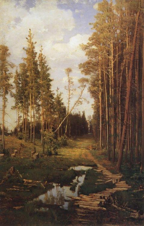 artist-savrasov:Glade in a pine forest, 1883, Aleksey Savrasovwww.wikiart.org/en/aleksey-sav