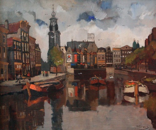 The Munttoren, Amsterdam   -    Johannes ‘Jan’ Korthals , 1935Dutch, 1916-1972oil on canvas, 90×73 c