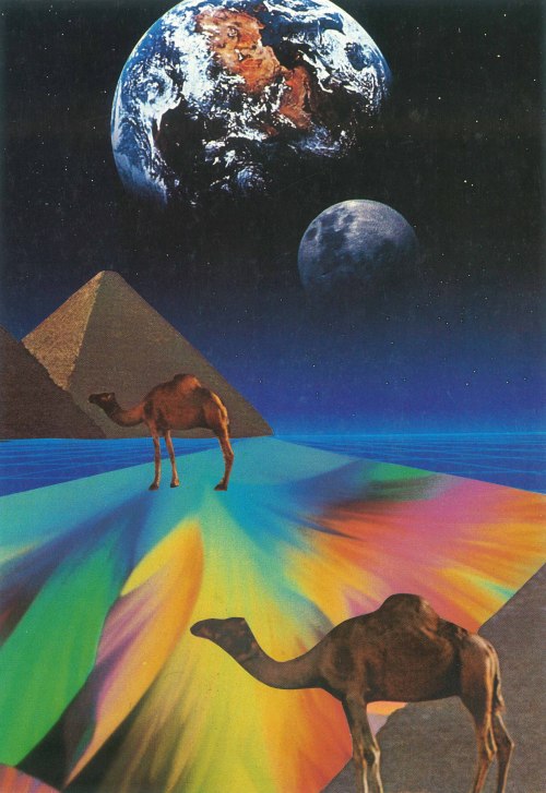 collageartbyjesse: “under the pyramids”hand-cut collage made from vintage omni magazines shop tumblr