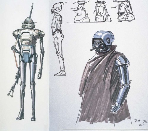 Ralph McQuarrie’s art and design sketches for Boba Fett and various other bounty hunters. The Empire