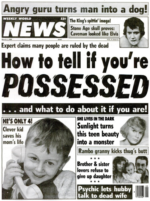 yesterdaysprint: Weekly World News, March 1, 1988