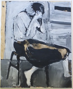 huariqueje:    Seated Woman Pinning Her Hair   -   Richard Diebenkorn. 1957, American, 1922-1993 Gouache on paper 17&quot;x 14&quot;   