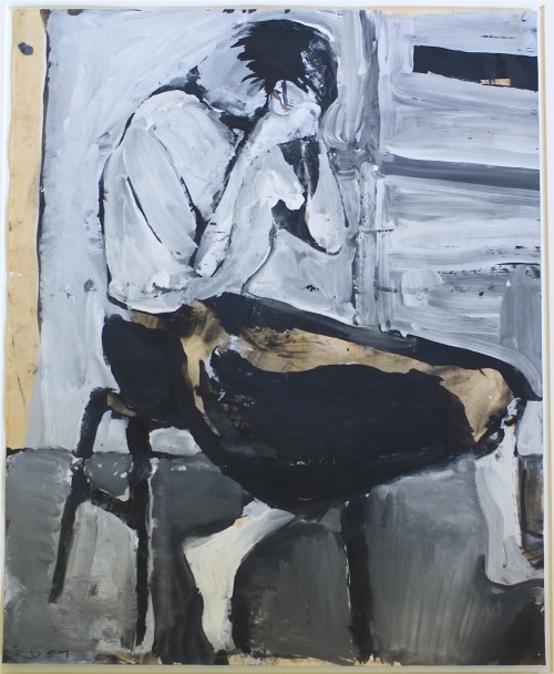 huariqueje:    Seated Woman Pinning Her Hair   -   Richard Diebenkorn. 1957, American, 1922-1993 Gouache on paper 17"x 14"   