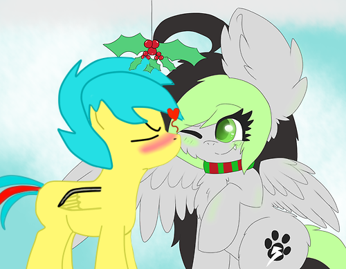 askbreejetpaw:  All the cute little kisses and such Bree got from the mistletoe thing.