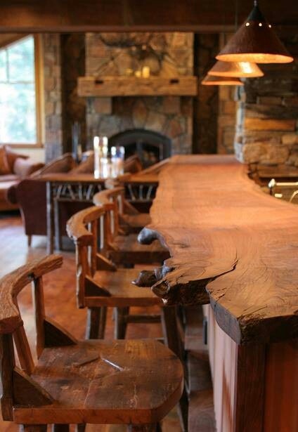 sunflowersandsearchinghearts:   rustic natural wood bar counter via pinterest 