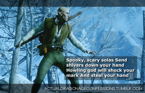 actualdragonageconfessions:Spooky, scary solas Send shivers down your hand Howling god will shock yo
