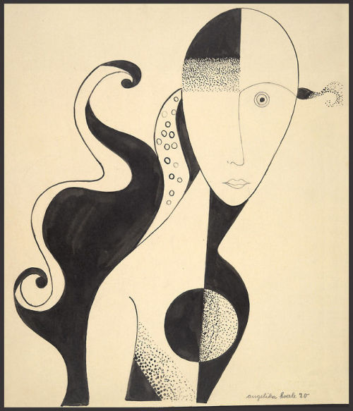 ein-bleistift-und-radiergummi:Angelika Hoerle Art Print ‘Female Bust’ 1920s. A