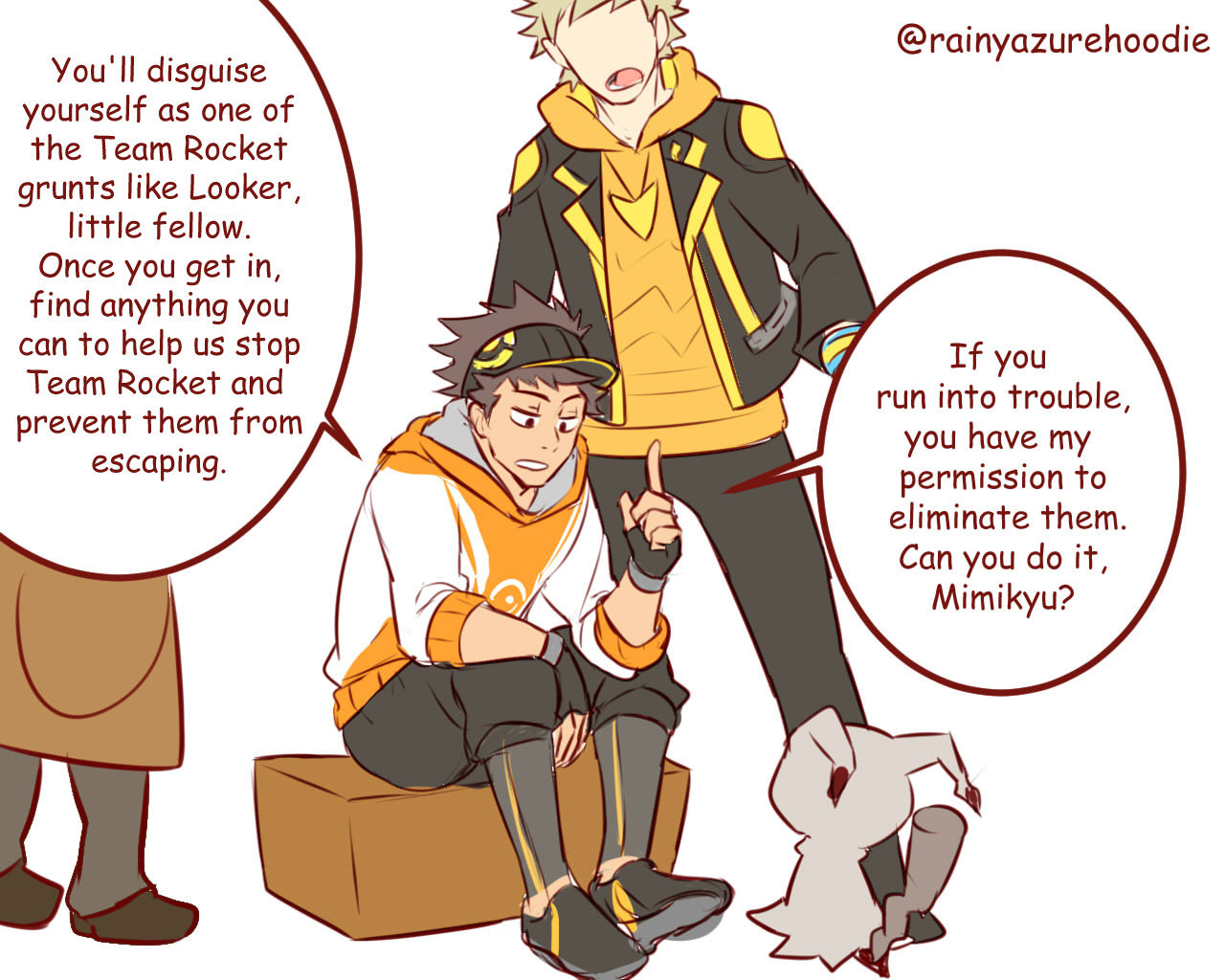 rainyazurehoodie:  short random comic idea Infiltration complete. Mimikyu the master