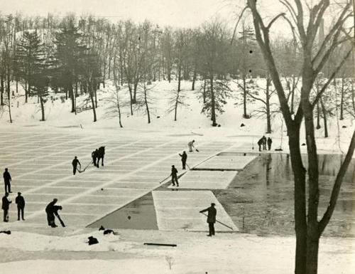 Harvesting ice on a Maine lake, 1925. For much of the 19th and early 20th centuries, there was a thr