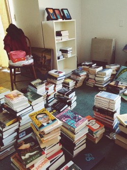 jumbolaywho:  kalebattle:  Move-in day! Worth the struggle.  I believe you need a much bigger bookshelf ma'am.