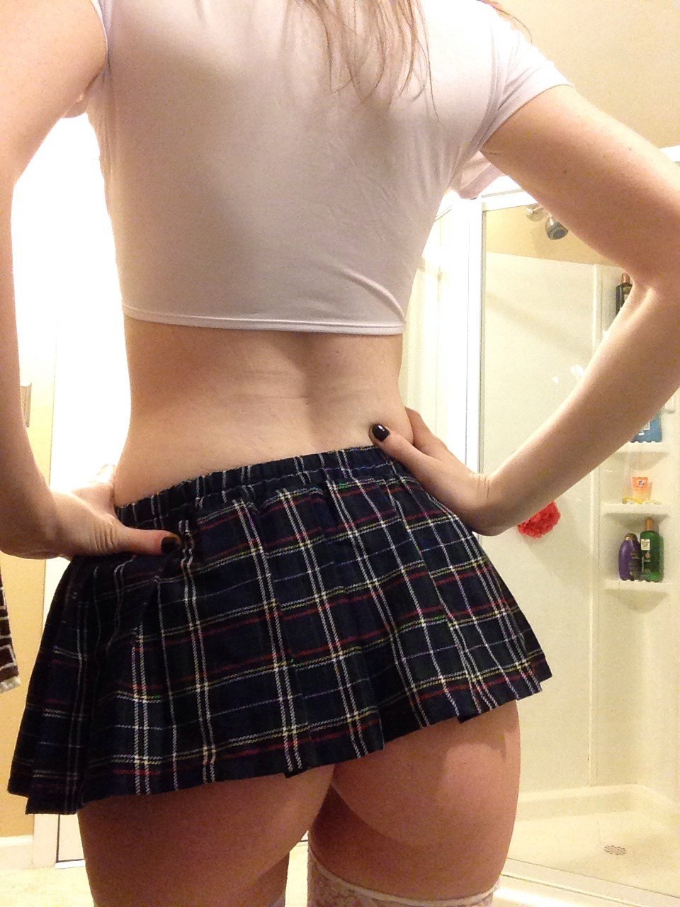 lay-down-stay-down:  stillwatchingintently:  Naughty schoolgirl slut, she knows she’s