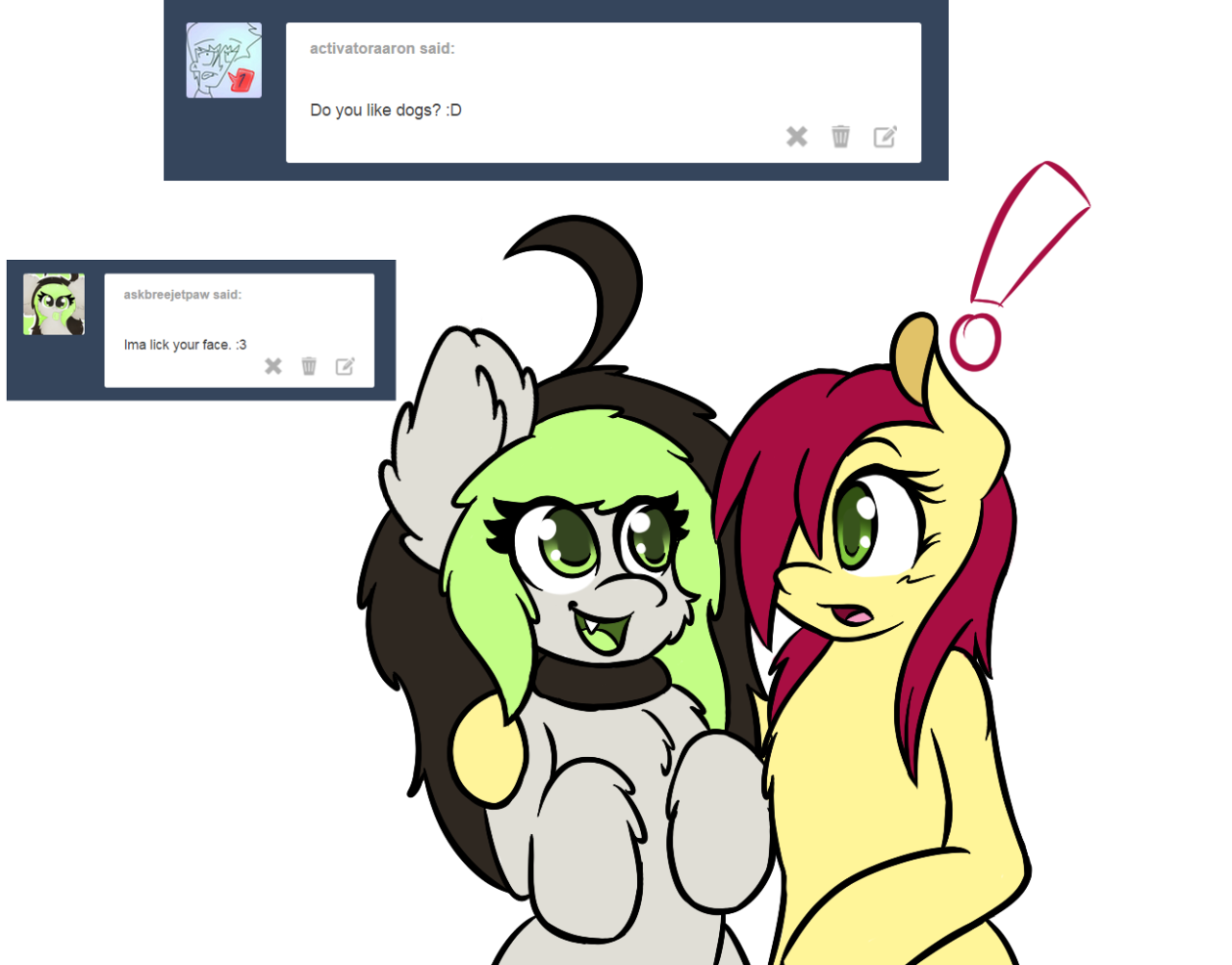 kat-and-katty-answers:Katty: Pfff…. BreeBree, that tickles~ &lt;3~Ask Kat #70: