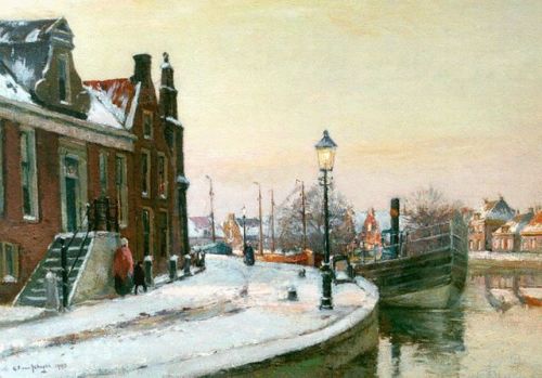 G. F. van Schagen (1880 - 1968) - Winter view of Lemmer. 1940. Oil on canvas.