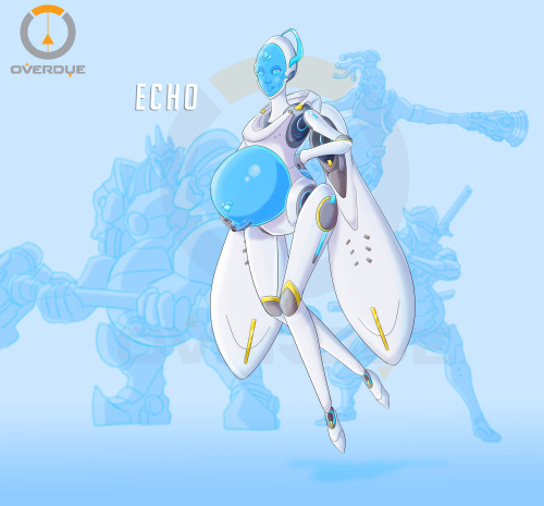 OVERWATCH character Echo pregnant“Adaptation successful." 