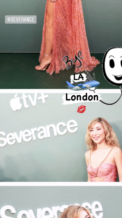 Dichen Lachman’s instagram stories about Severance’s Season Finale Premiere Event on April 8th