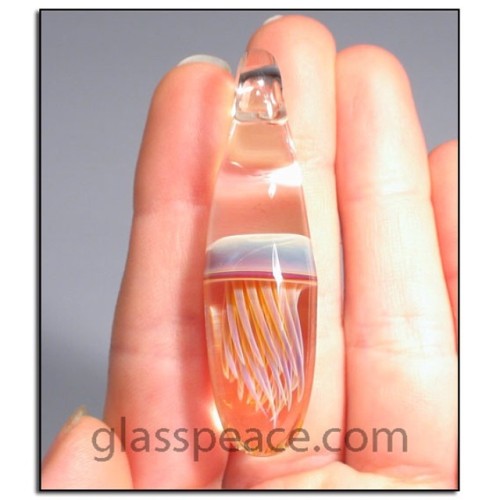 Amber purple and blue jellyfish pendant. #glasspeace #glassjewelry #glasspendant #jellyfish #lampwor