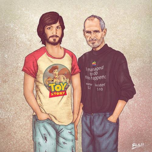 tastefullyoffensive:  “Me and My Other Me” by Fulvio ObregonRelated: If Cartoon Characters Got Old 