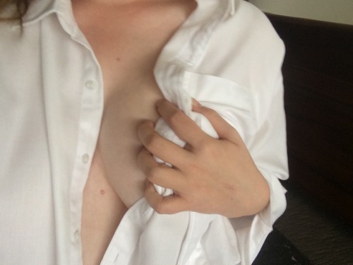 cherriesandnymphos:  I love wearing daddy’s work shirt while he’s gone. I kinda hope I get caught one day