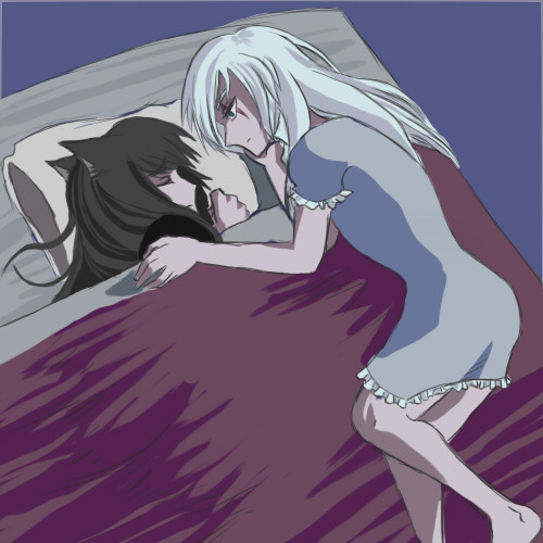 belovedyuu:   The only time Weiss feels taller than Blake is whenever she soothes her nightmares…  ART TRADE WITH naeyeonFleur wanted cute monochrome so cute monochrome has been delivered <3Check out her end of the bargain here!