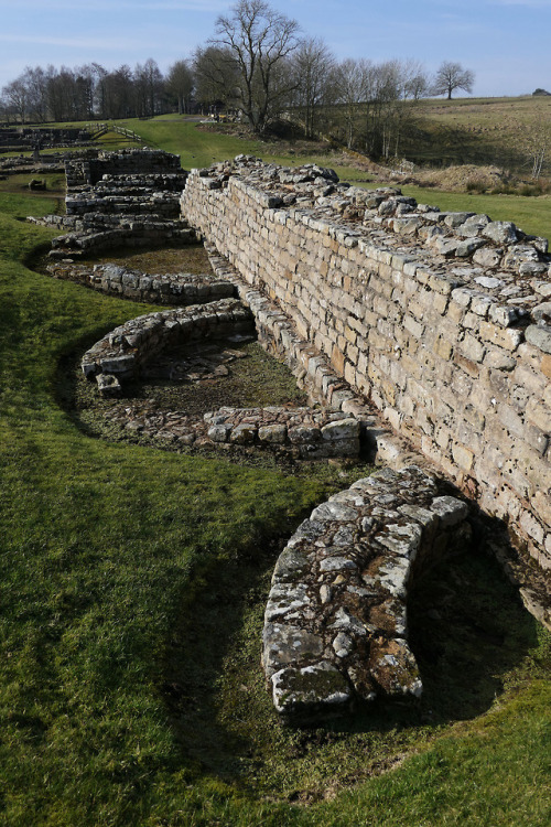 Severan Roundhouses at the Vindolanda Roman Fort, near Hadrian’s Wall, Northumbria, 24.2.18.The foun