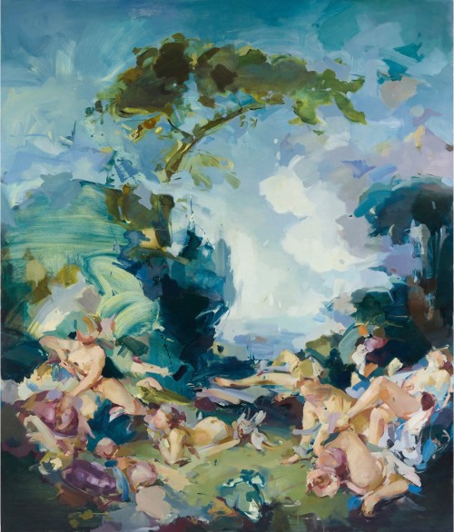 ce-sac-contient:Flora Yukhnovich - Warm, Wet ‘N’ Wild, 2020﻿Oil on canvas (210 x 180 x 3