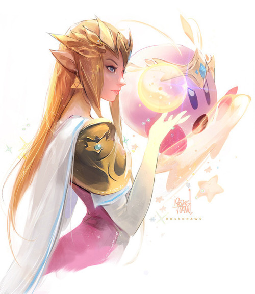 Porn Pics rossdraws:  Zelda and Kirby 💫