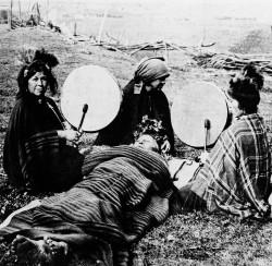 deathandmysticism:  Mapuche medicine women treating a patient, Chile, early 20th century