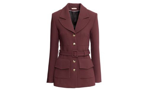 weartherude:H&amp;M Burgundy Fitted JacketAs worn by Reba McClane in The Wrath of the Lamb74% polyes