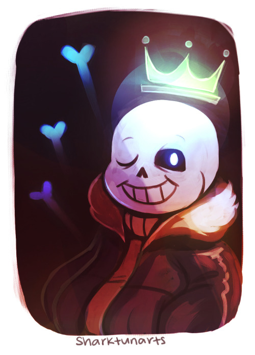 sharktunarts: I just wanted to draw Sans as a break… King Sans? idk