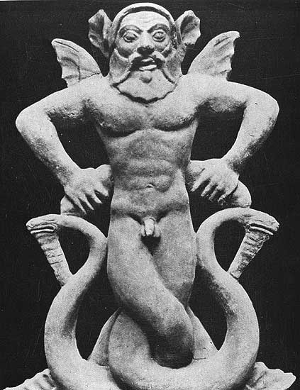 kardiologn:Etruscan Antefix in the form of Typhon, Terracotta [late 6th century BC]