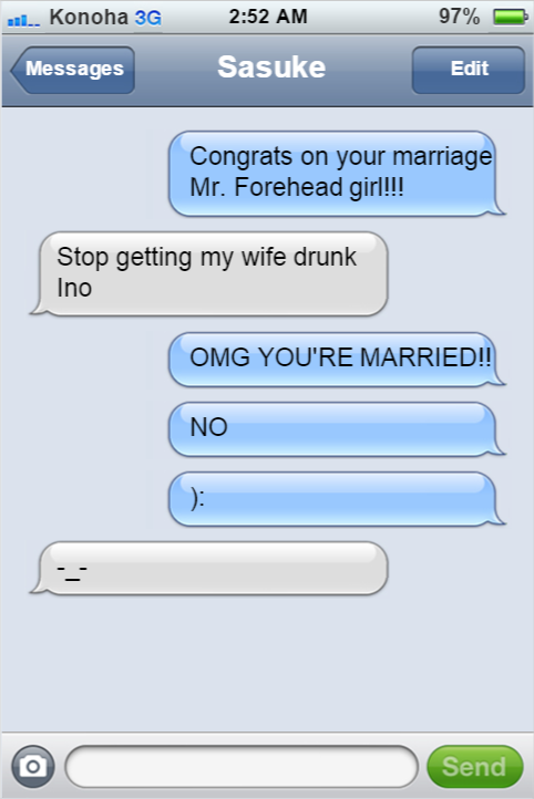 textingninjasofkonoha:  Congrats to Mr. and Mrs. Forehead girl.