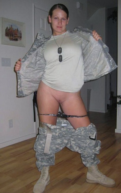 militarysluts:  Army SSG strips out of her uniform and sucks dick.