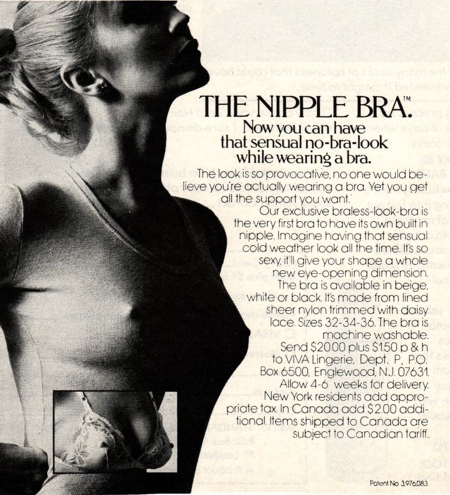 70sand80s:   70s catalog ad for The Nipple Bra 