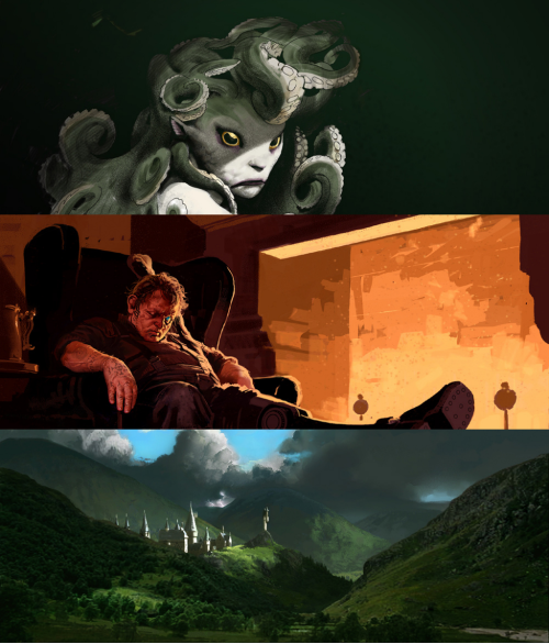 dreamydrarry:potterswheeezy:Harry Potter Film Concept Art by Adam Brockbank (x)these are so beautifu