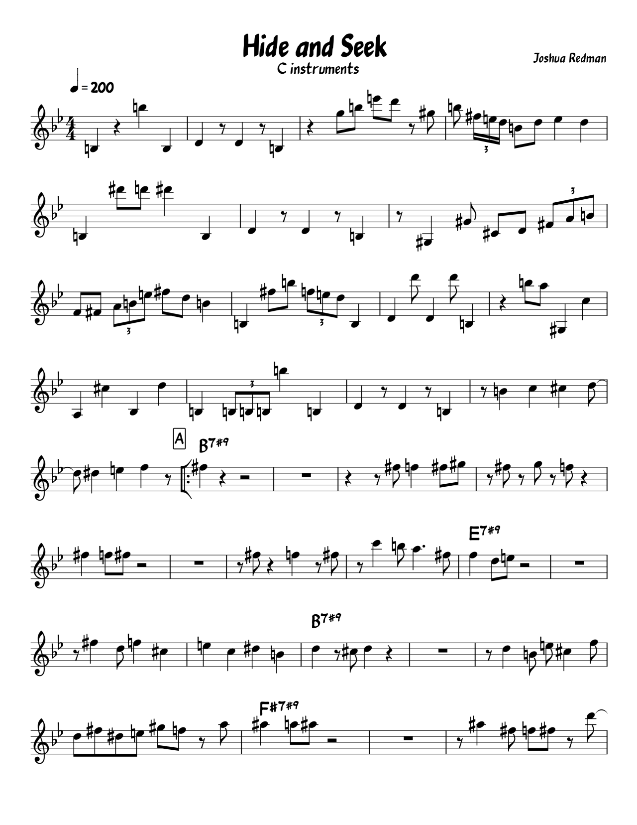 Hide and Seek" Sheet Music by Joshua Redman for Saxophone Solo - Sheet  Music Now