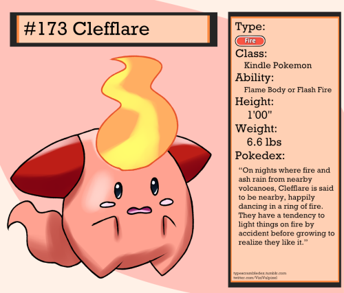 173 - ClefflareKindle Pokemon“On nights where fire and ash rain from nearby volcanoes, Clefflare is 