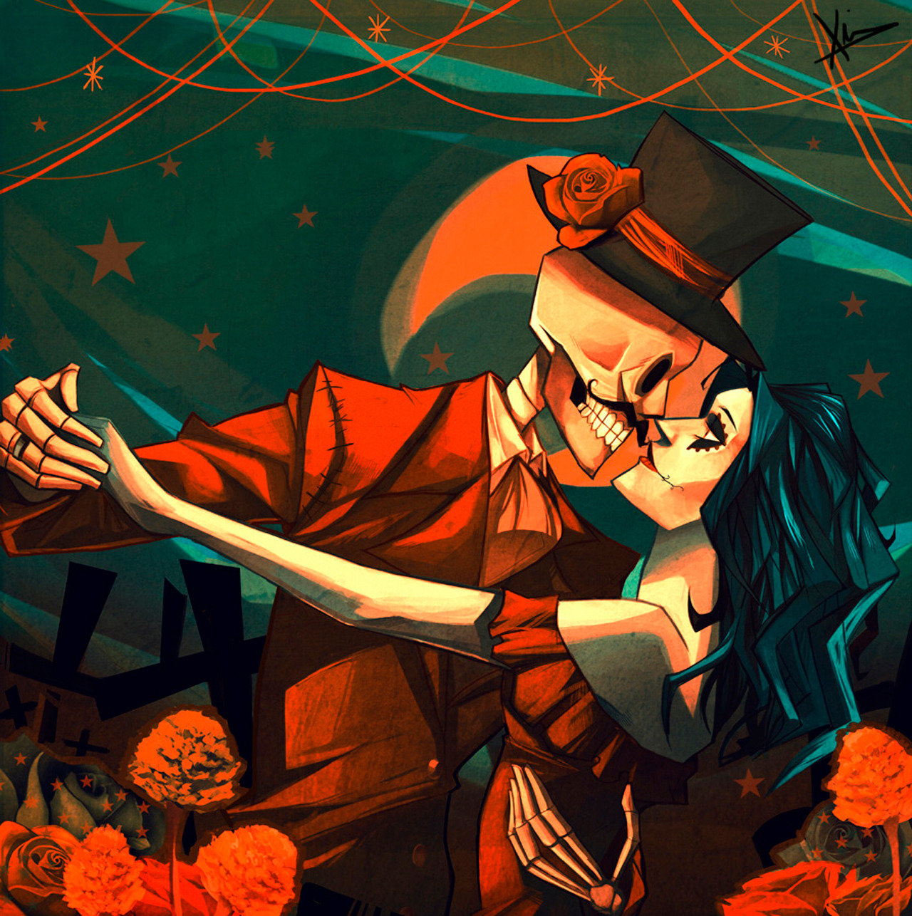 chaosneverwhere:  Dia De Los Muertos Love by Nadiezda 
