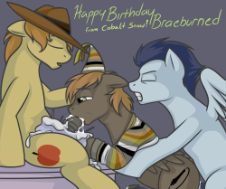asknsfwcobaltsnow:   -Cream filled cake-Happy birthday Braeburned! (Totally planned and not cobbled together at the last second because I didn’t know…definitely)   OH JEEZ OOOOOOH JEEEZ man again i usually appose ocxcanon but IM LETTIN IT SLIDE TODAY