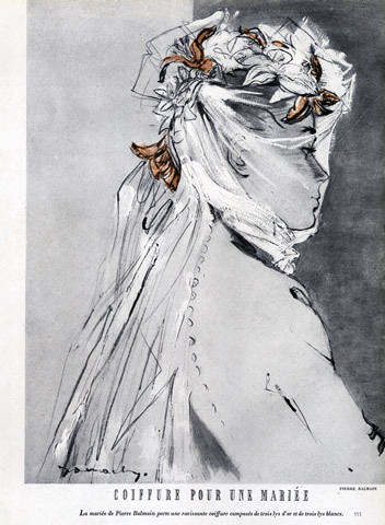 Pierre Balmain 1947 Bridal Hairstyle, Jacques Demachy