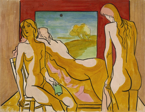 Lorser Feitelson (American, 1898–1978). Setaed nude (1919).www.lorserfeitelson.com/&nb