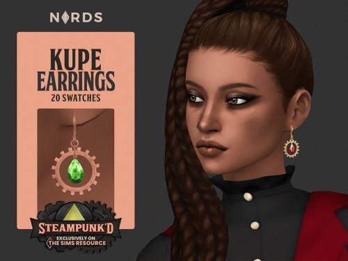 Kupe Earrings:Hi simmers, I made this pair of earrings for TSR’s Steampunk’d Collab.I hope you like 