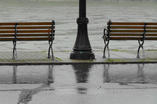 Rain benches.Still Eating Oranges