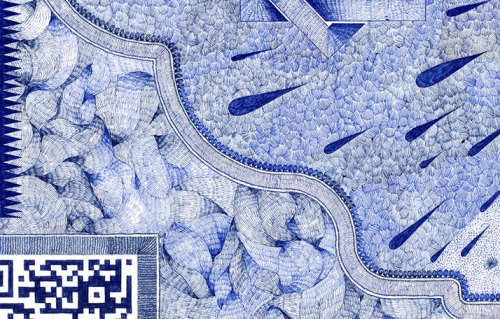 actegratuit:  There’s a certain affinity for textiles and all things blue at Yatzer these days, so these mesmerising pen drawings by French artist Jonathan Bréchignac seem right at home here, continuing the theme. Their creator is Jonathan Bréchignac,