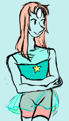 pinkminiaturevespa:   drawing long haired pearl feels soo strange !! but i like this sketch.. 