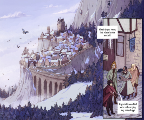 bookwyrmscomic: Ivergor. Detail of the first page in the second arc of Bookwyrms. It’s still hard to