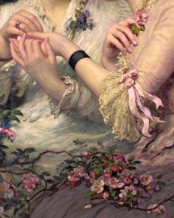 sheandreverie: Wildflowers and apple blossoms 🌸 Detail from James Sant’s “A Thorn Amidst Roses” #inspiration #historicalfashion #pastellife