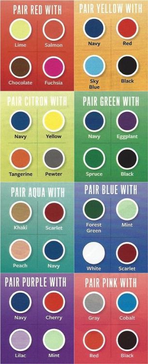 fashioninfographics:  A cheat sheet to color pairing 