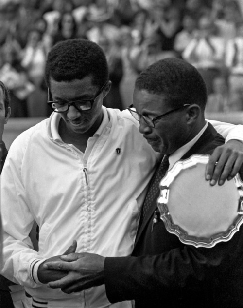 agelessphotography: Arthur Ashe with his father after winning the US Open, West Side Tennis Club, F